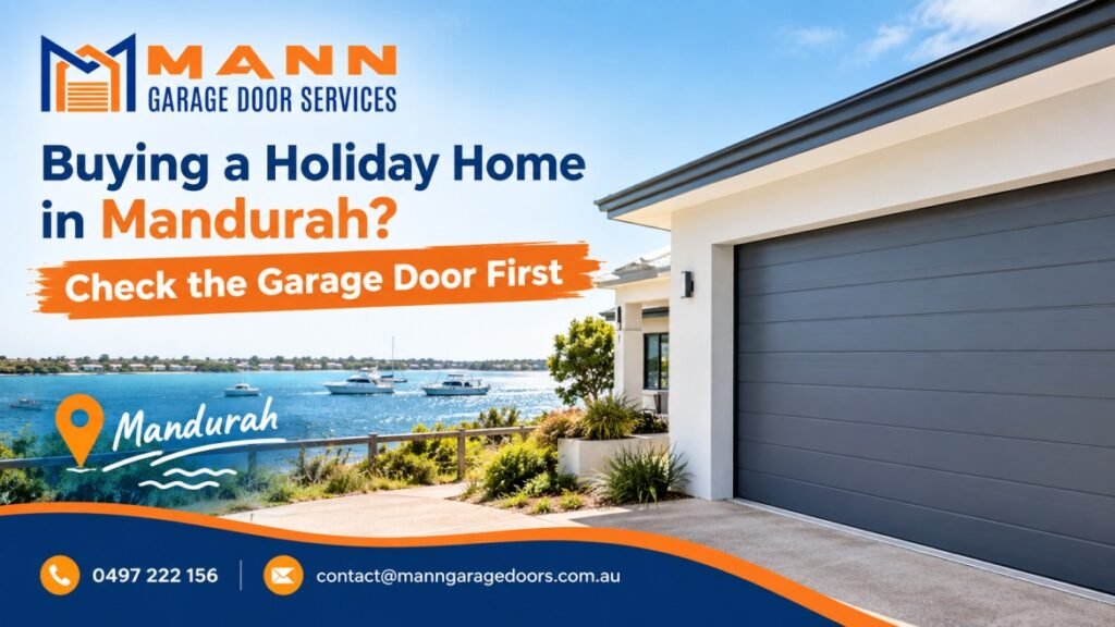 Garage door on a Mandurah holiday home being inspected before purchase
